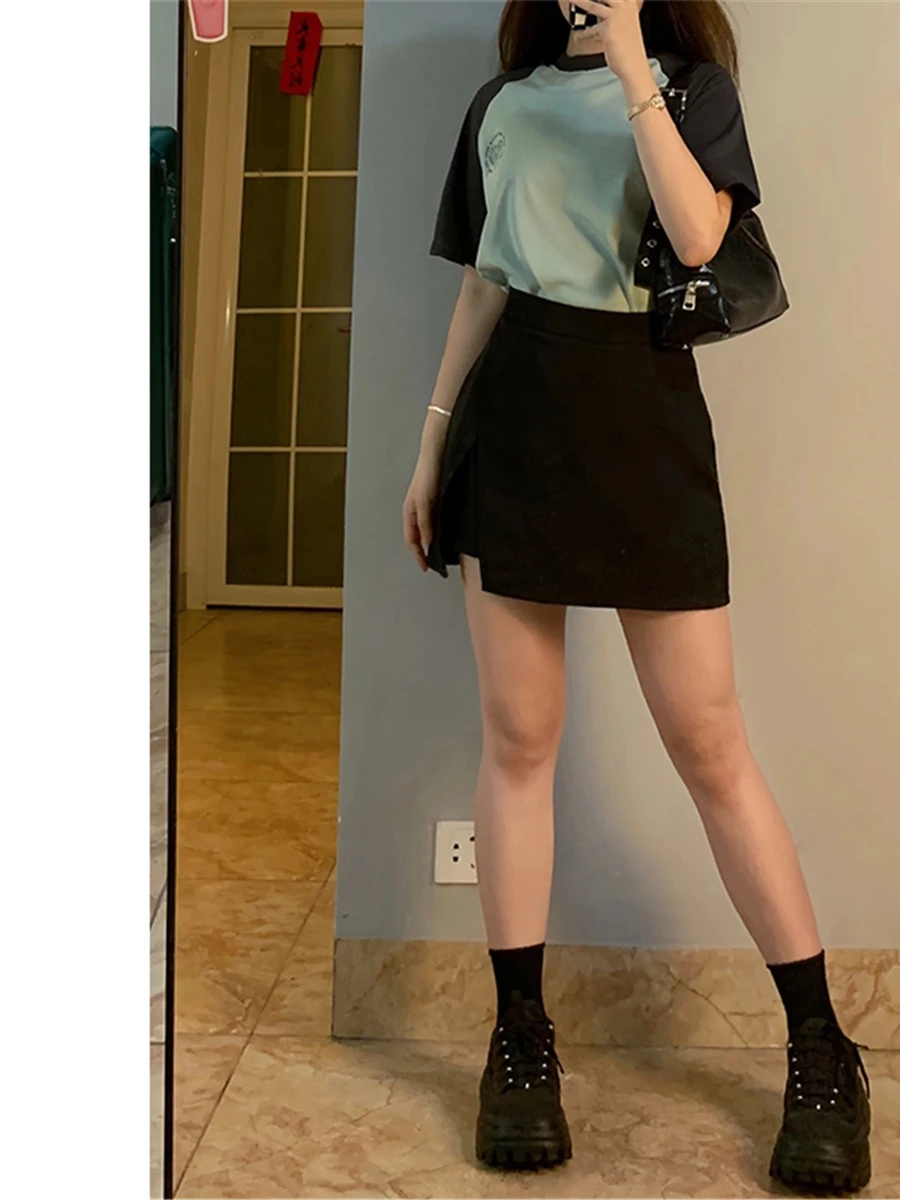 

Юбка А-силуэта с высокой талией для женщин, повседневная, деловая, с разрезом, скрывающая живот, для фигуры «груша»