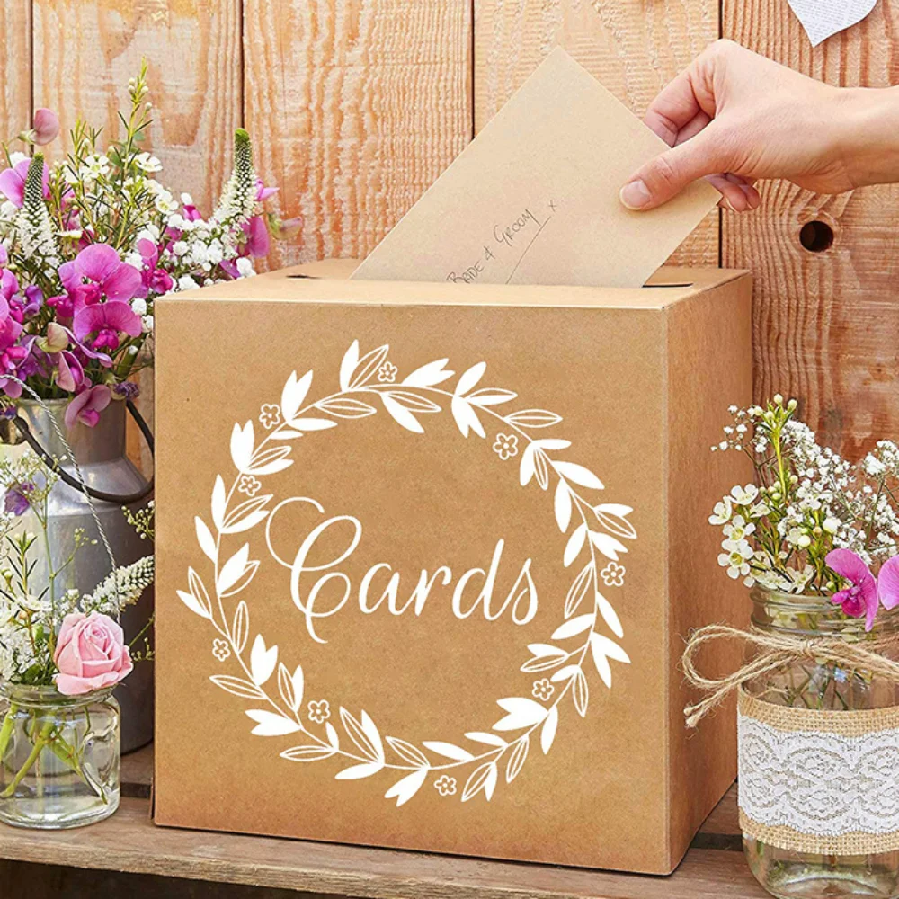 Creative White Black Wedding Card Box Blessing Elegant Gift Card Box DIY Crafts Cardboard Voting Card Box Wedding Reception