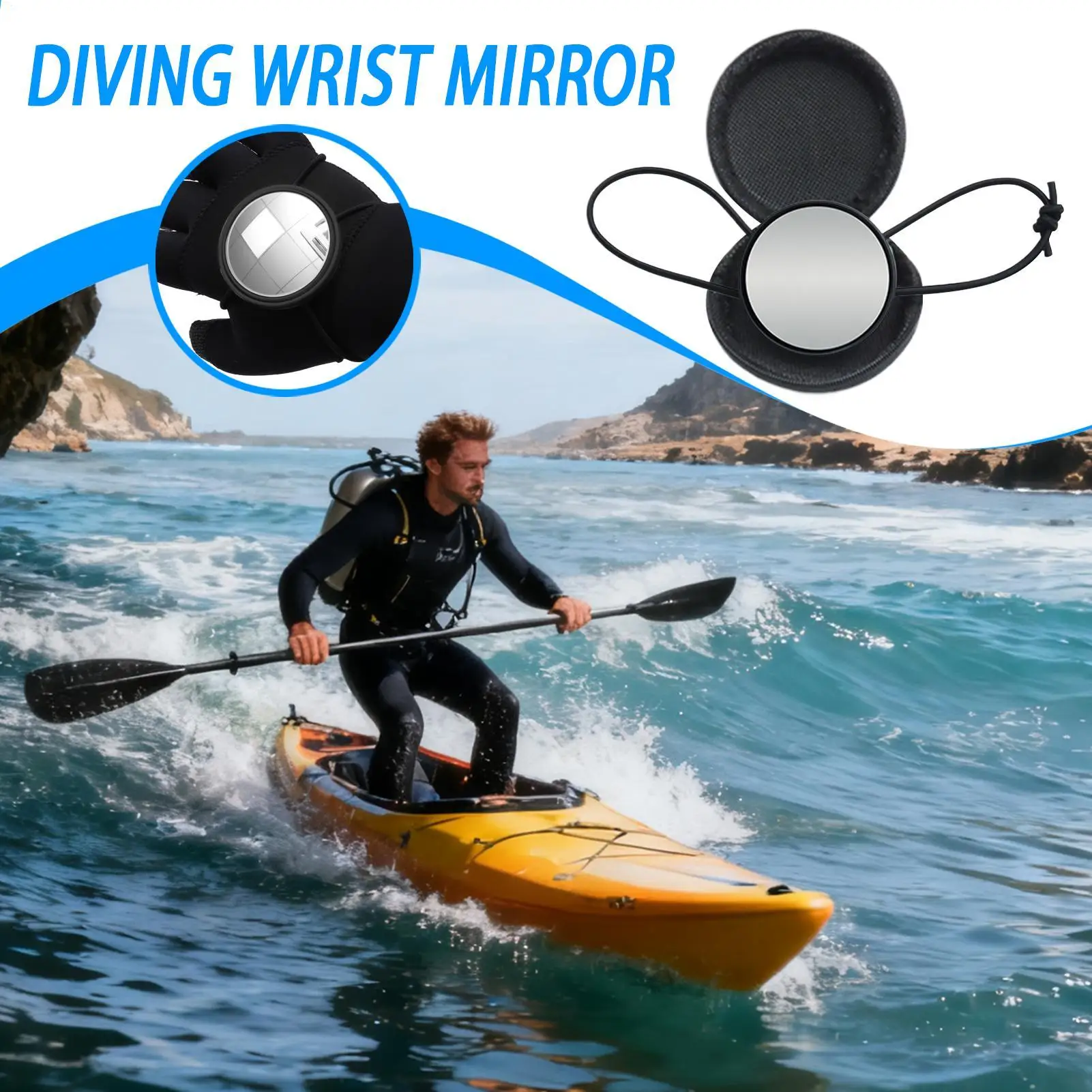 مرآة معصم للغوص مرآة معصم للغوص مع حزام مرآة محدبة مقاومة للماء لمراقبة لوازم الرؤية الخلفية #3