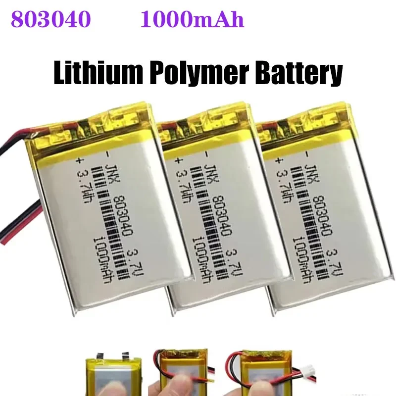 

803040 3.7V 1000mAh Lipo Battery Replacement Lithium Li-Po Polymer Rechargeable Battery for Bluetooth Speaker PDA