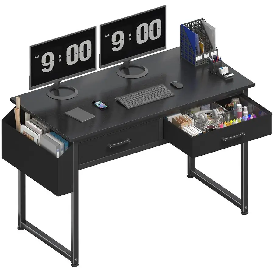 

Computer Desk with Fabric Drawers for Home Office Bedroom, 40 Inch Small Gaming Desk with 2 Drawers, Study Writing Table PC Des