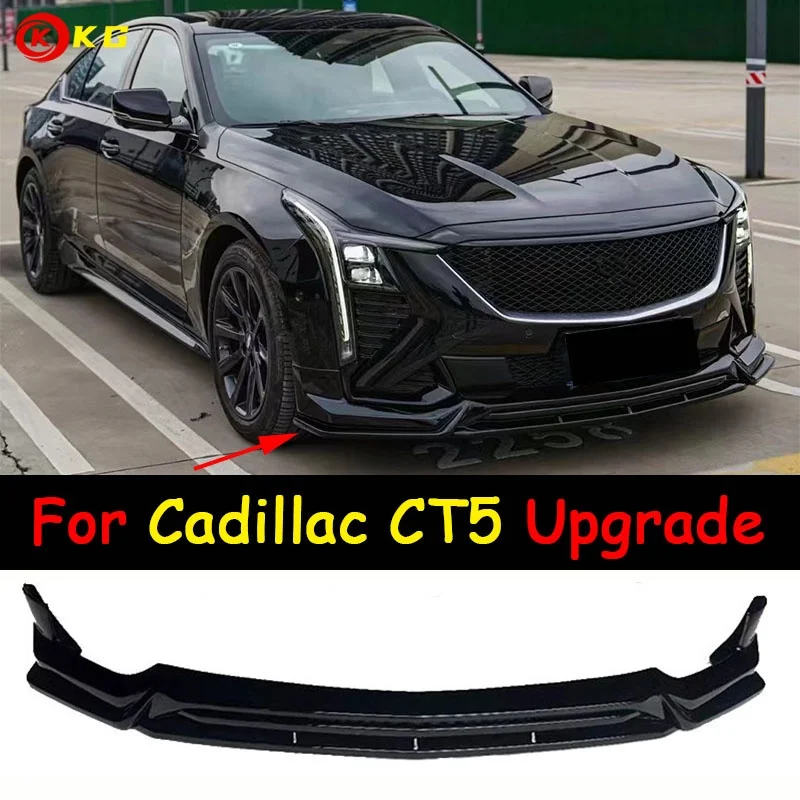 

Suitable for Cadillac CT5 front shovel 24-26CT5 integrated front lip black/carbon patterned CT5 black wing front bumper lip