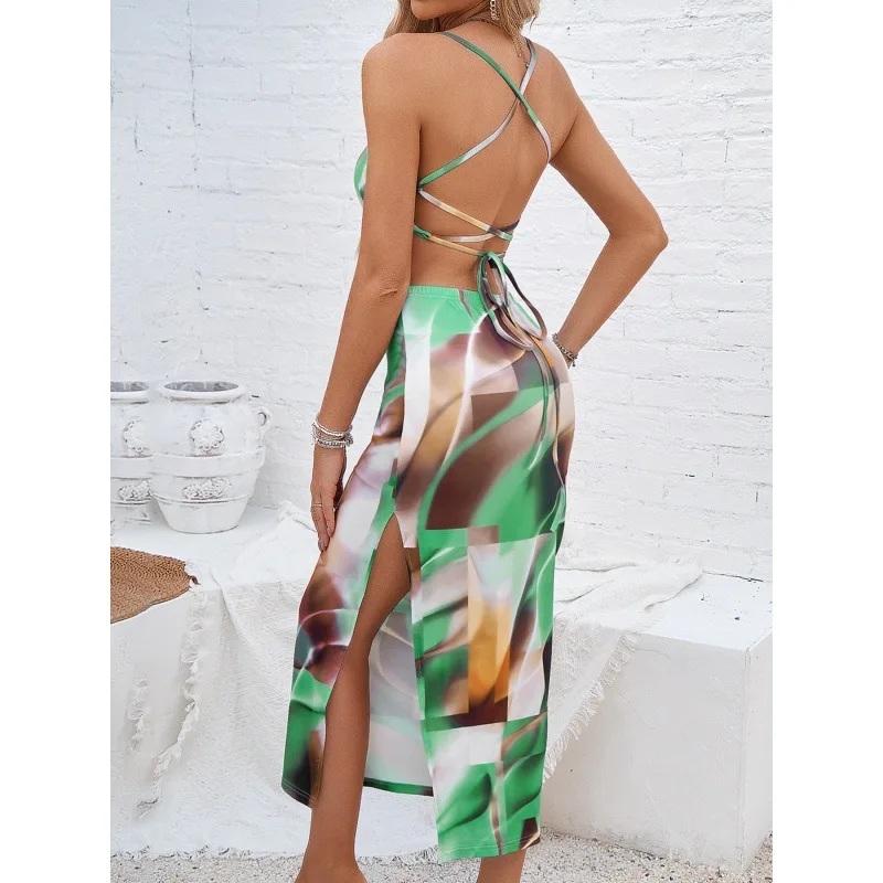 

Женское летнее сексуальное платье с открытой спиной на шнуровке, оптовая продажа, облегающее, для горячих девушек