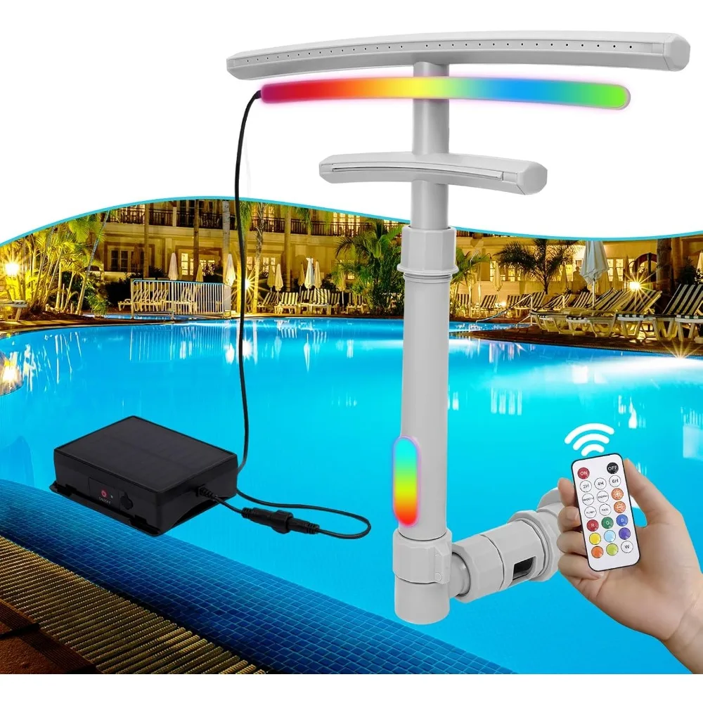 Dual-Layer Solar-Powered Pool Fountain with Color-Changing Lights and Four Modes