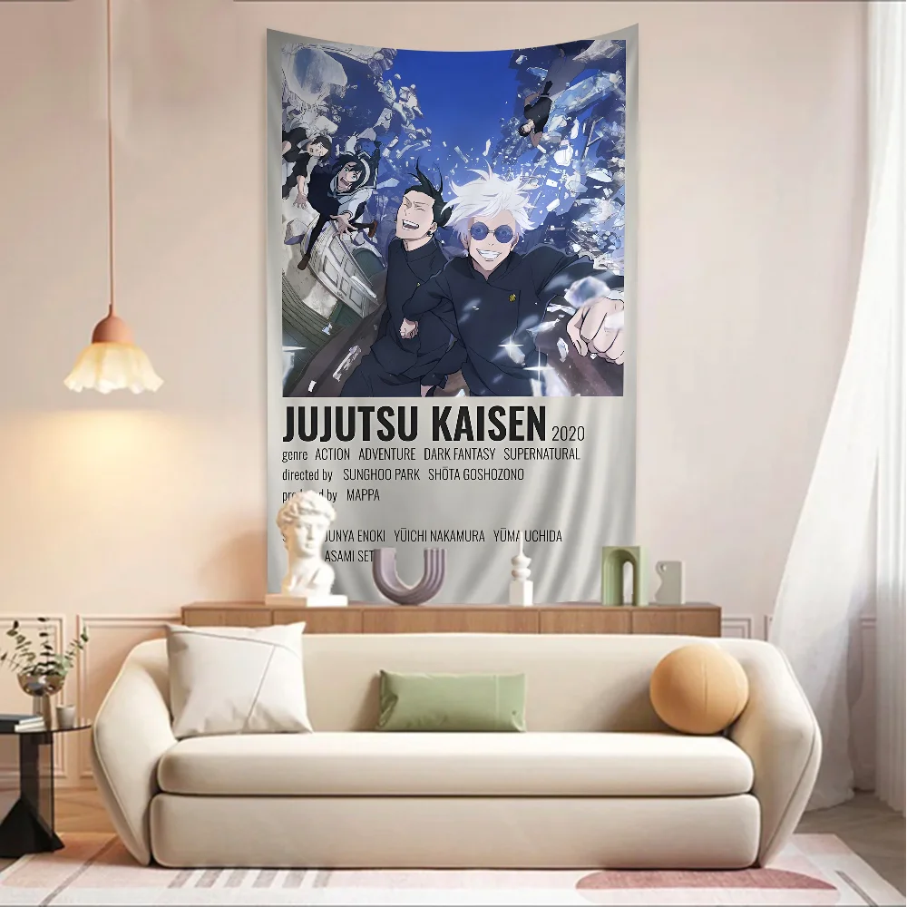 Jujutsu Kaisen-tapiz de dibujos animados de Anime, alfombras de pared de flores Hippie, decoración artística para dormitorio, decoración del hogar