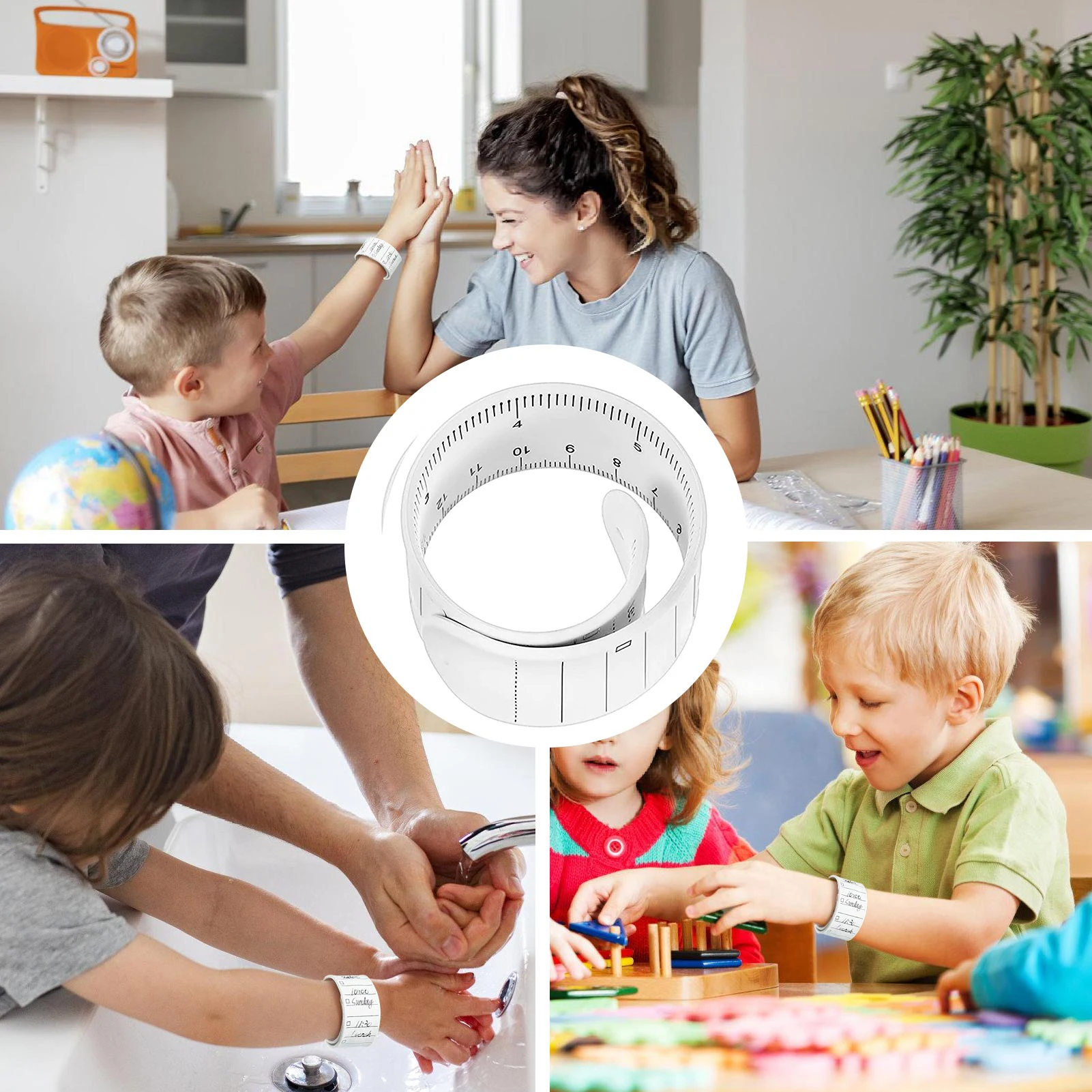 Image 4: Bracelet en silicone réutilisable pour notes, étanche, avec liste de choses à faire, règle et fonction effaçable, idéal pour les réunions et l'école