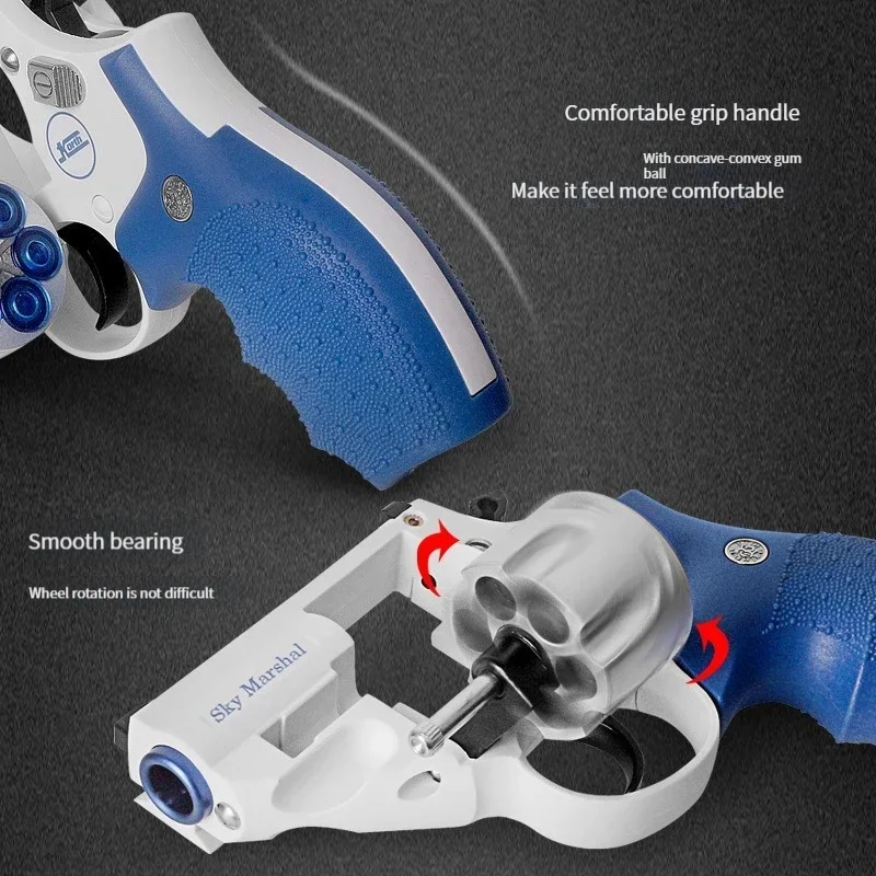 9Mm Revolver Toy Pistol Handgun Blaster Soft Bullet Toy Gun Airsoft Shooting Weapons Boys Birthday Gifts Cs Fake Gun
