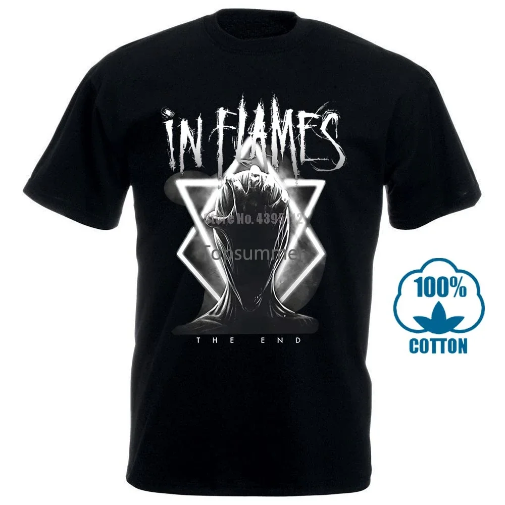 In Flames Think About The End T Shirt Black Loose Cotton T Shirts For Men Cool Tops T Shirts