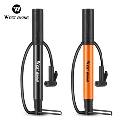 WEST BIKING Portable Bike Pump 90PSI Schrader/Presta Valve Inflator MTB Road Bike Motorcycle E-bike Pump Bike Accessories