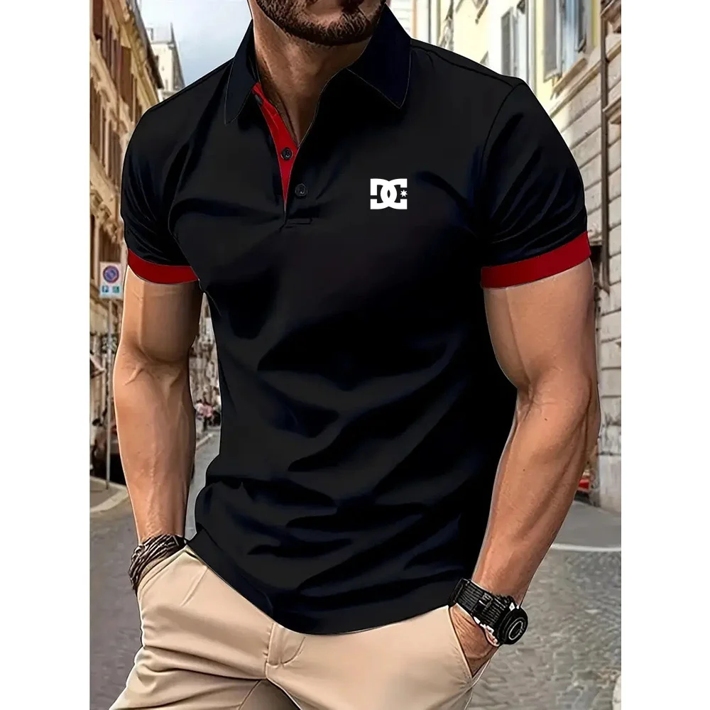 DC Men Breathable T-Shirt Business Leisure POLO Shirt Summer New Fashion Short Sleeve Clothes Solid Color Comfortable Pullovers