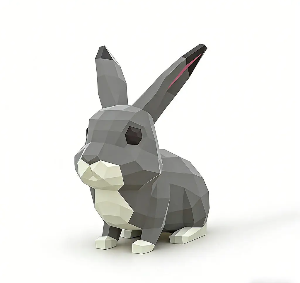 DIY 3D Rabbit Paper Model Kit: Wooden Craft, Mini Scene Decor, Creative Educational Toy,  Miniature Home Decoration