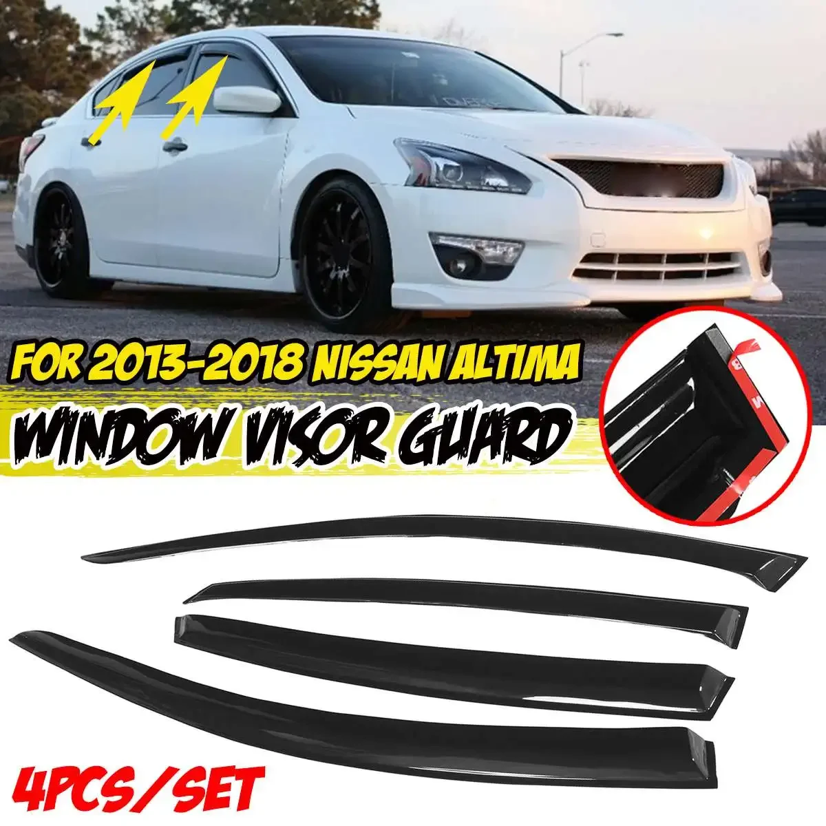 4pcs Car Door Window Vent Visor Deflector Sun Rain Guard Shade For Nissan For Altima Sedan 2013-2020 Awning Shelter Decoration