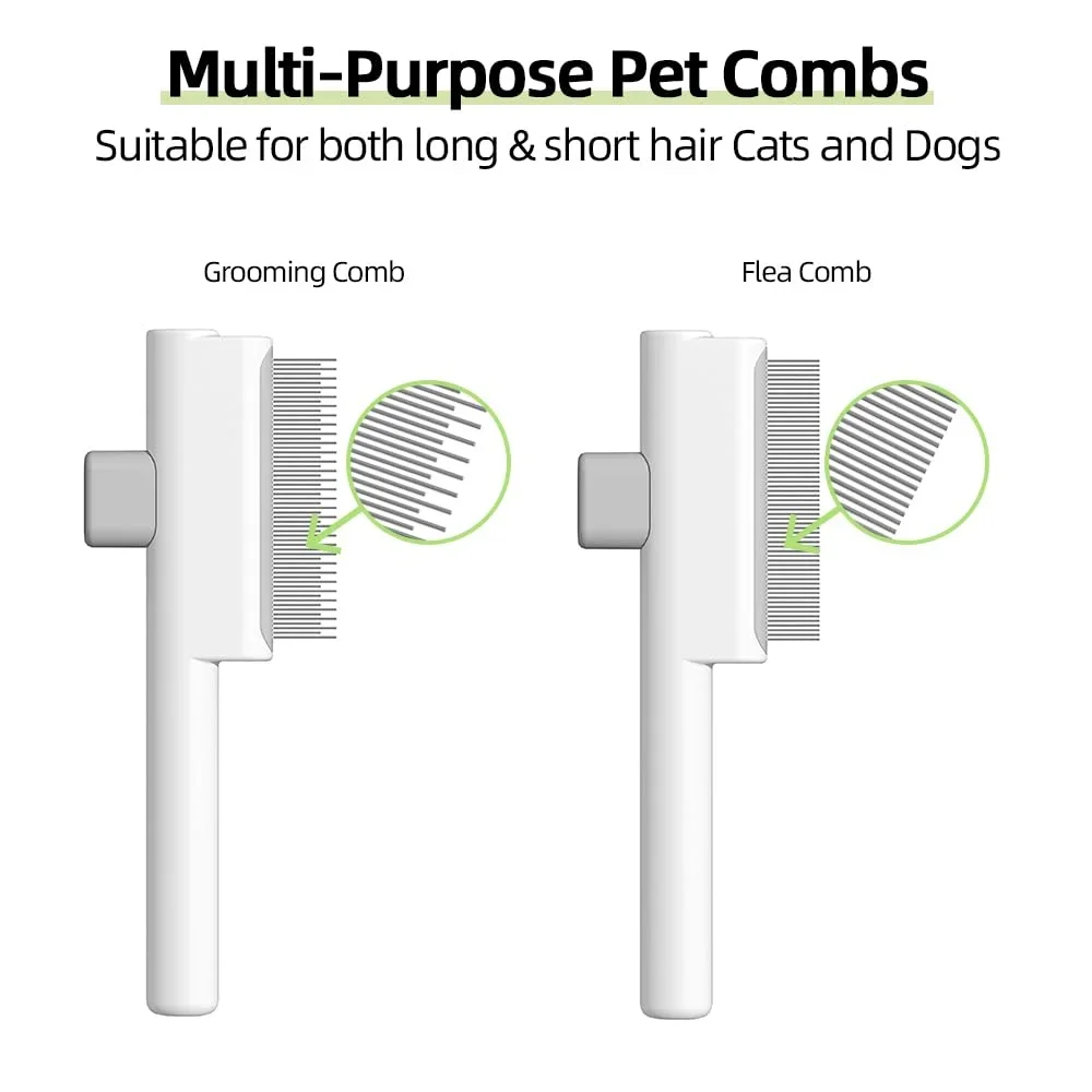 Pet Hair Removal Comb Flea Comb,New One-Click Self-Cleaning Pet Removal Combs for Short&Long Hair Cat Dog Comb for Grooming Mass