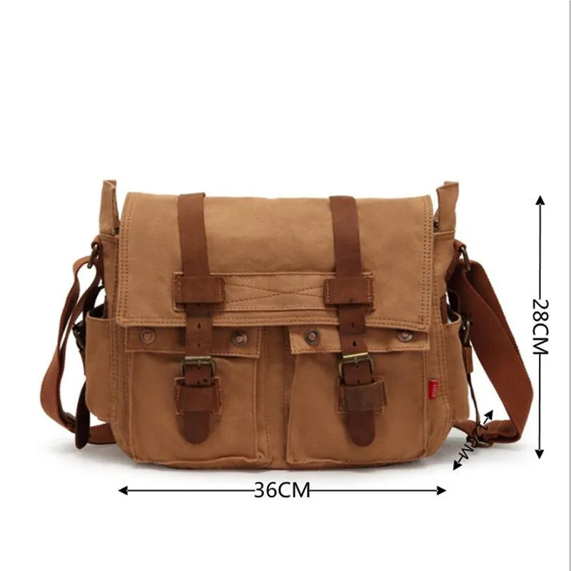 Jamhoo Military Canvas + Leather Men Messenger Bag Canvas Shoulder Bag Men Crossbody Bag Casual Bag 2024 Single Shoulder Bag