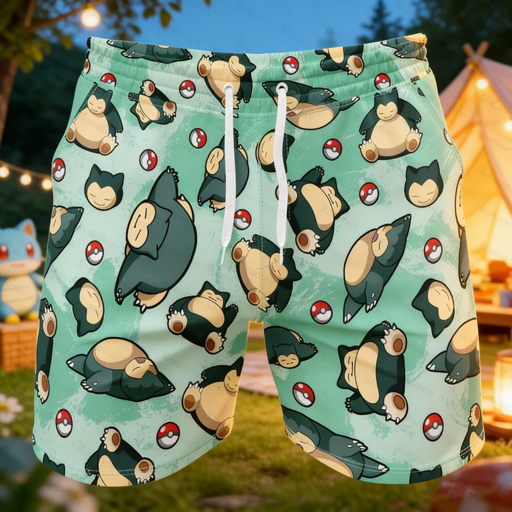 

Anime Cartoon Shorts Print Men's Casual Shorts Summer Elastic Waist Drawstring Fashion Streetwear Short Woman Pants Kids Shorts