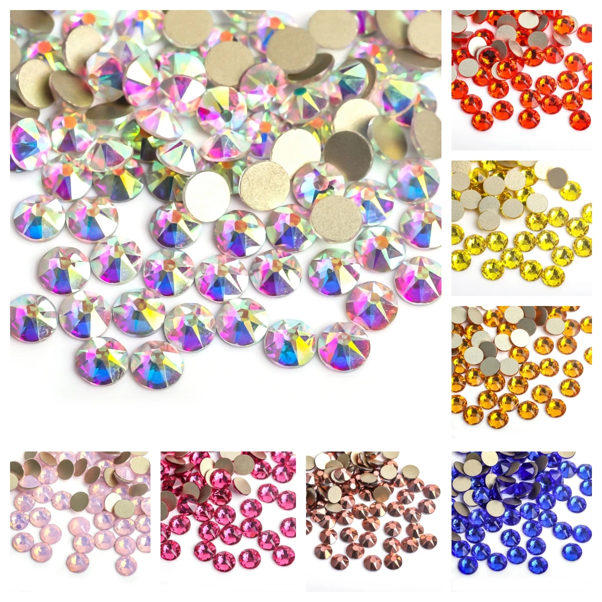 2088 Non Hotfix 8 Big 8 Small 16 Cuts DIY Strass Crystal Stick On Nails Flat Back Rhinestones For Nail Art /GarmentDecorations