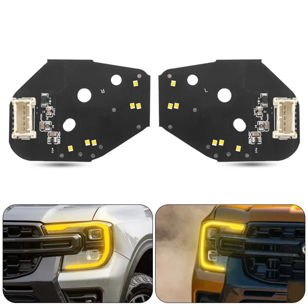 

Amber Angel Eyes DRL Boards For Ford Ranger T9 Front Headlights Frame Daytime Running Lights Replace