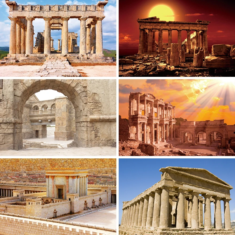 

Ancient Roman Architecture Photography Background Medieval Nature Landscape Vintage Video Backdrop Image Poster Photo Booth Prop