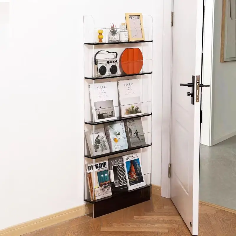 sF-Modern Multi Acrylic Bookshelf Door-Back Storage Rack with Wall Gap for Living Room Bedroom School Hotel Bookcase Storage#