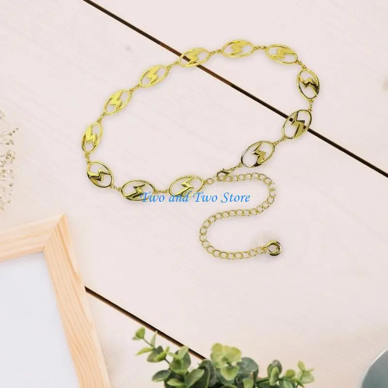 HX6F All Matching Lightnings Waist Chain for Women Waist Chain Belt Belly Chain Aesthetic Body Chain Evening Dress Waist Chain