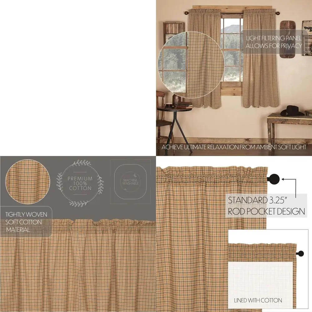 

Короткие шторы с фестончатым краем, комплект из 2 шт., цвет бежевый, 63x36 дюймов