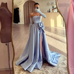 Thinyfull 2024 Sexy A-Line Prom Evening Dresses Strapless High Split Party Dress Formal Night Cocktail Prom Gowns Custom Size