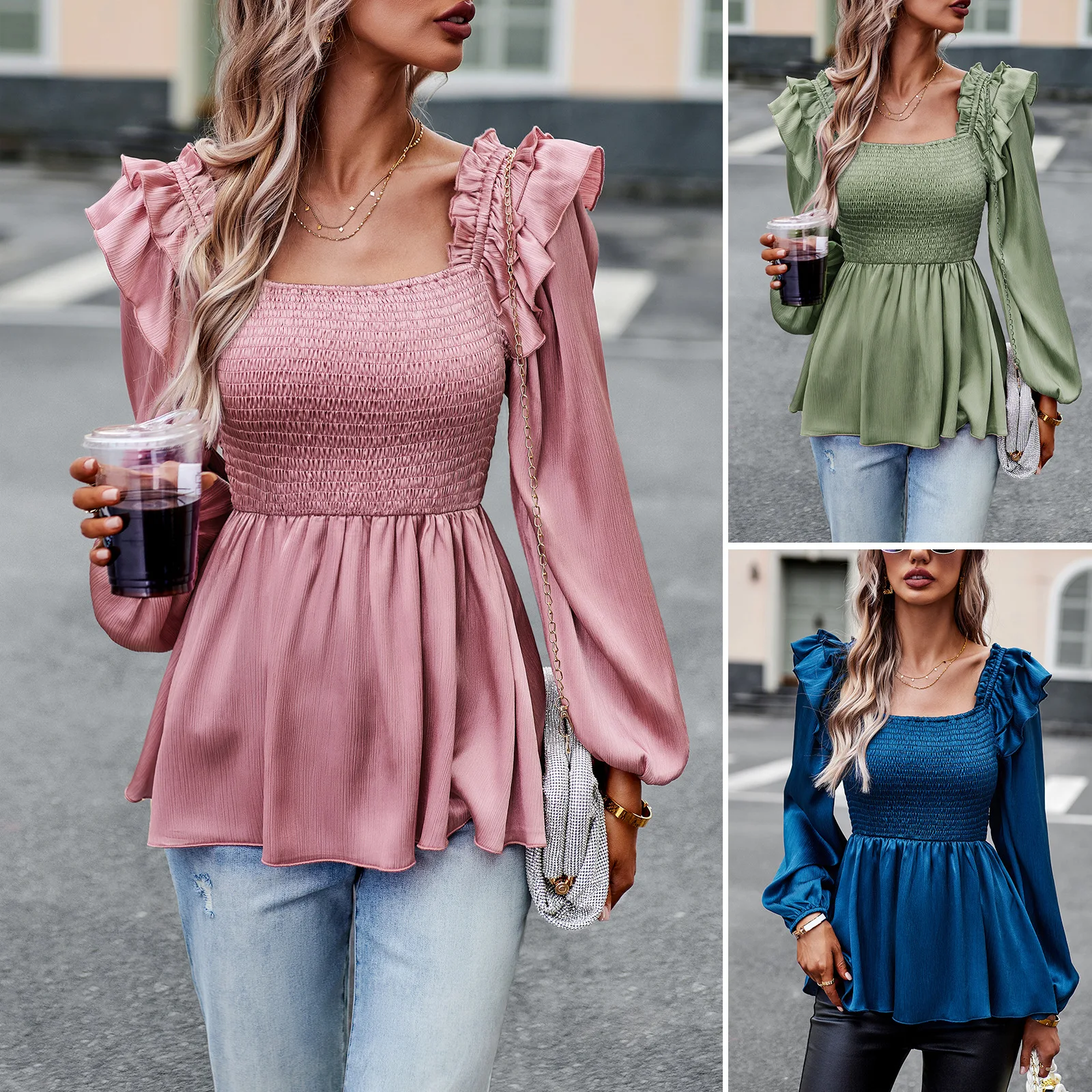 

Solid Color Shirt Women's 2025 Autumn and Winter Temperament Commuting Long-sleeved Top Roupas Femininas Com Frete Gratis