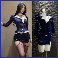 2025NEW Airline Stewardess Cosplay For Woman Sexy Air Hostess Uniform Halloween Costumes Fancy Role Play Party