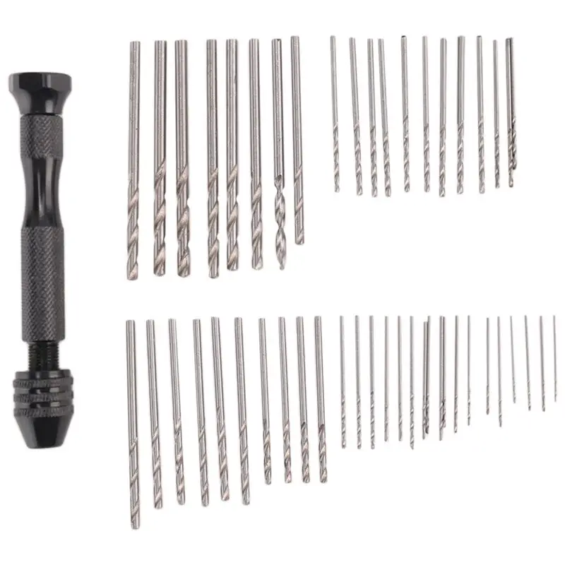 B23B Hand Drill Set Precision Pin Vise With 49 Pcs Mini Twist Drill Bits For Model,Diy,Jewelry Making,Multipurpose Rotary Tool D