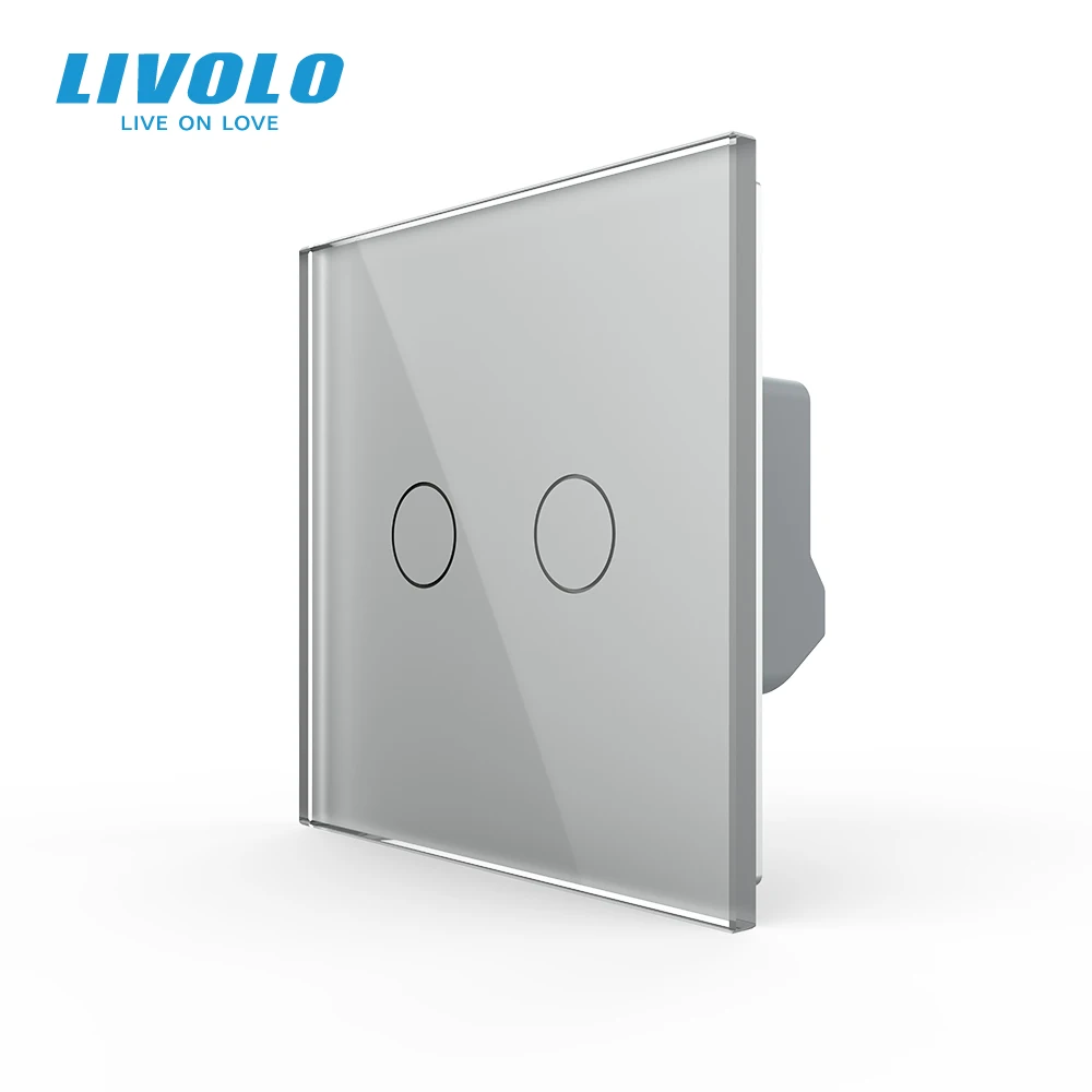 LIVOLO-Interruptor de pared con Sensor táctil para mejorar el hogar, pulsador estándar europeo de 2 entradas y 1 vía de Control sensible