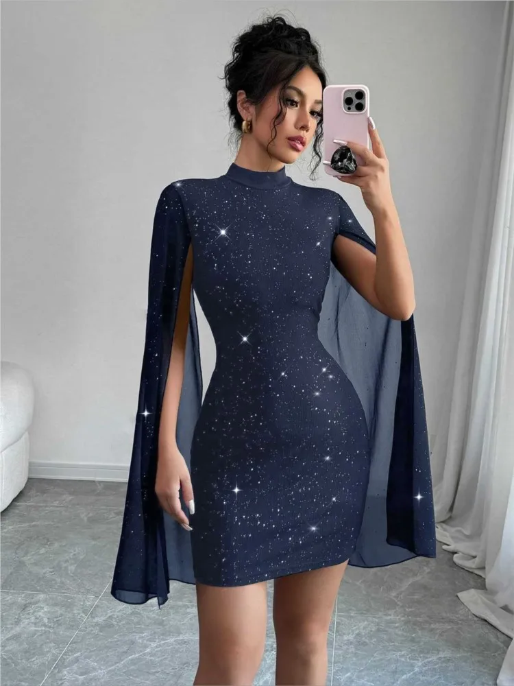 Sexy Kleid Mit Hohem Kragen Laterne Ärmeln Enge Hüfte umarmt frauen Robe Büro Business Party Prom Nachtclub Abend Vestidos