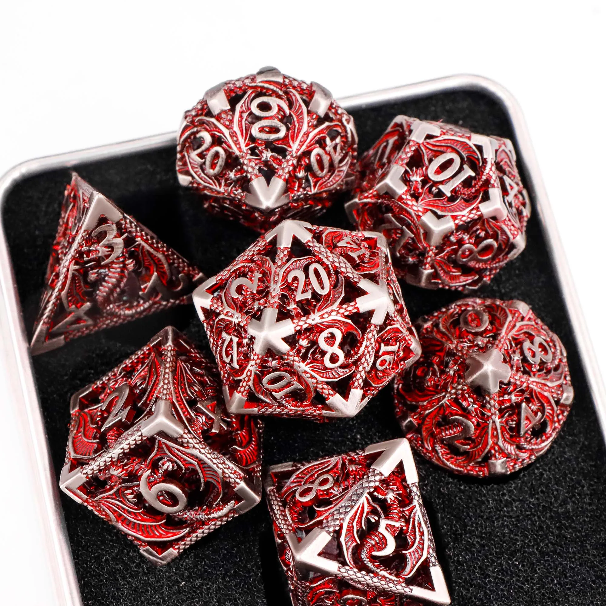 

Red Dragon Dice Funny Metal Dice For Dungeons And Dragons Hollow D&D Metal Dice D and D Role Playing Dice Christmas Gift for Him