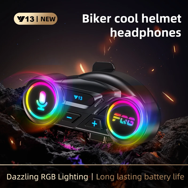 New Motorcycle Headset Helmet Headset BT6.0 Support FM Radio 1000mAh Waterproof Earphone With Ambient Light Music Player Speaker