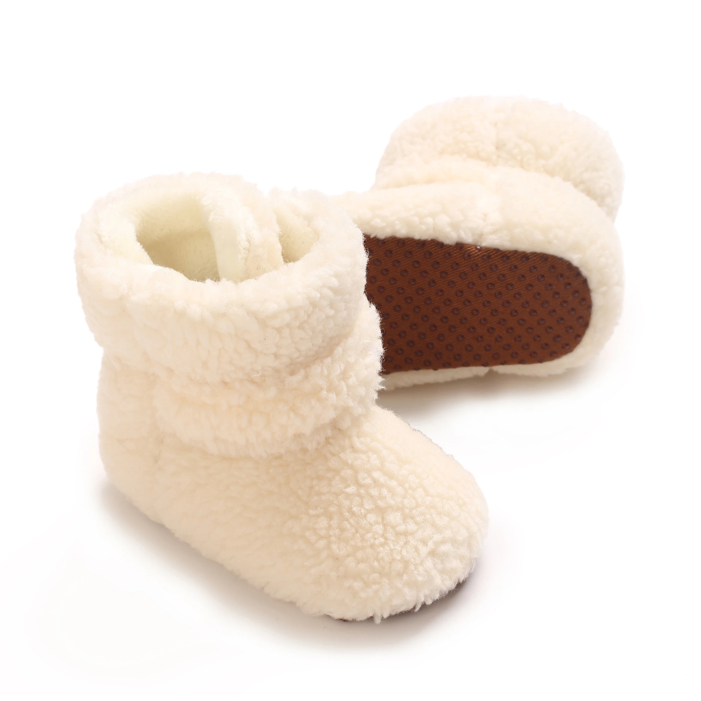 Unisex Baby Winter  Fleece Booties Soft Plush Velcro Cuff Non Slip Sole Infant Newborn Warm Crib First Walkers Snow Boots 0-18M view 3