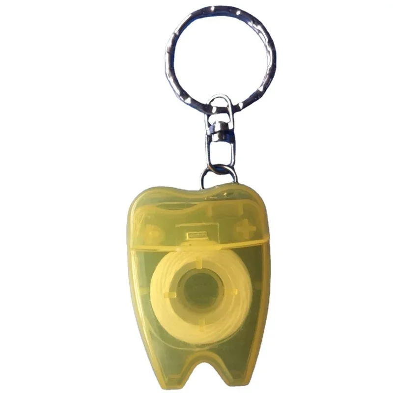 1pcs Dental Gift Portable Dental Floss Keychain Clinic Gift Flosser Key Chain Random Color