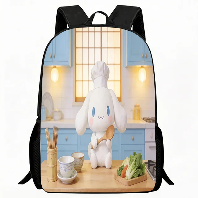 

Kids Bag Chef Puppy in Japanese Kitchen Print Backpack Adjustable Breathable School Bag Lightweight Casual Daypack with Wooden S