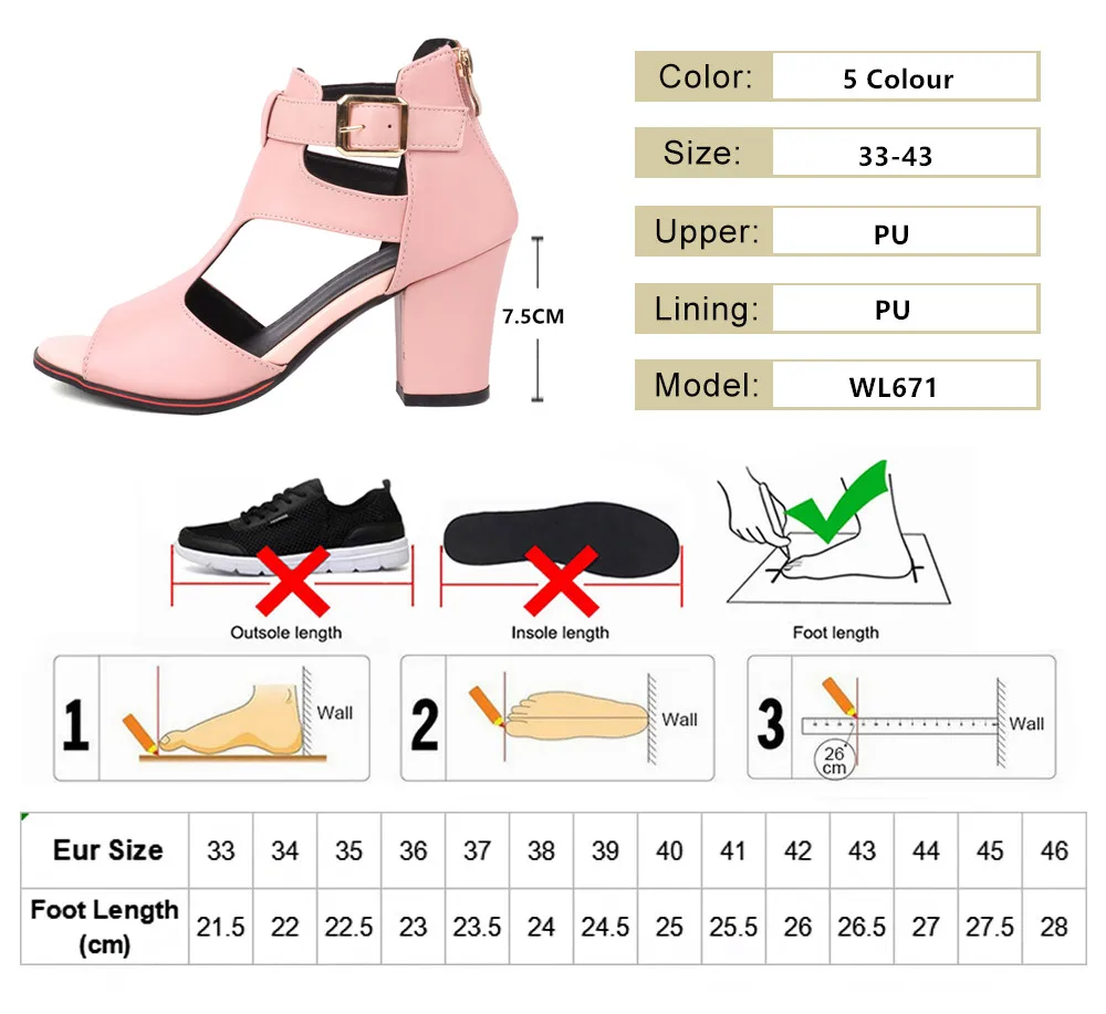 2023 Summer Women Chunky High-Heeled Pumps Black Red White Sandals Casual Rome Gladiator Fish Mouth Zapatillas Mujer Elegantes