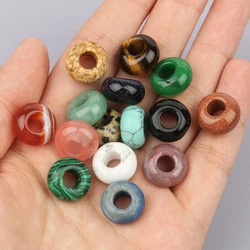 2pcs/lot 14x7mm Big Hole Beads Abacus Shape Natural Agates Quartz Tiger Eye Beads For Jewelry Necklace Making Carft Earrings