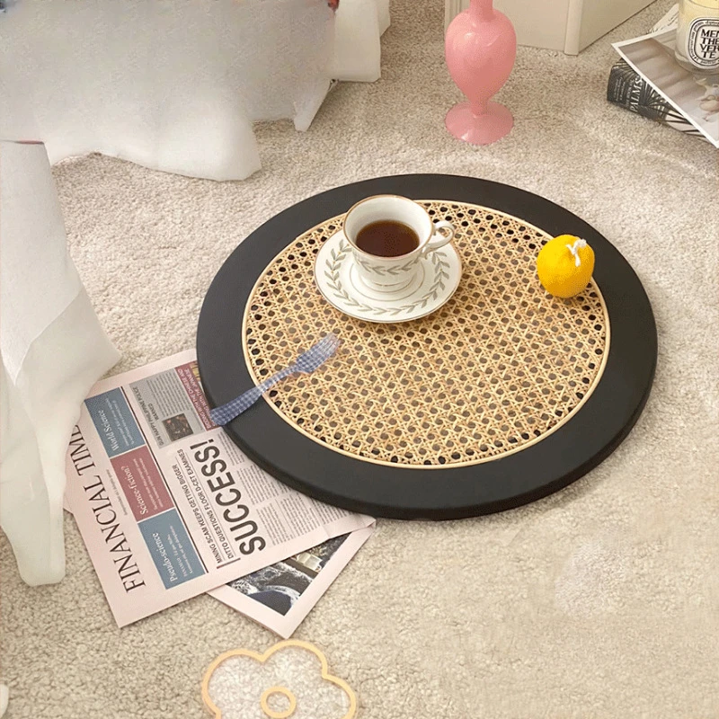 Korean Instagram Solid Wood Vintage Dining Plate Vintage Decorative Decoration Round Food Tray Photography Network Popular Prop