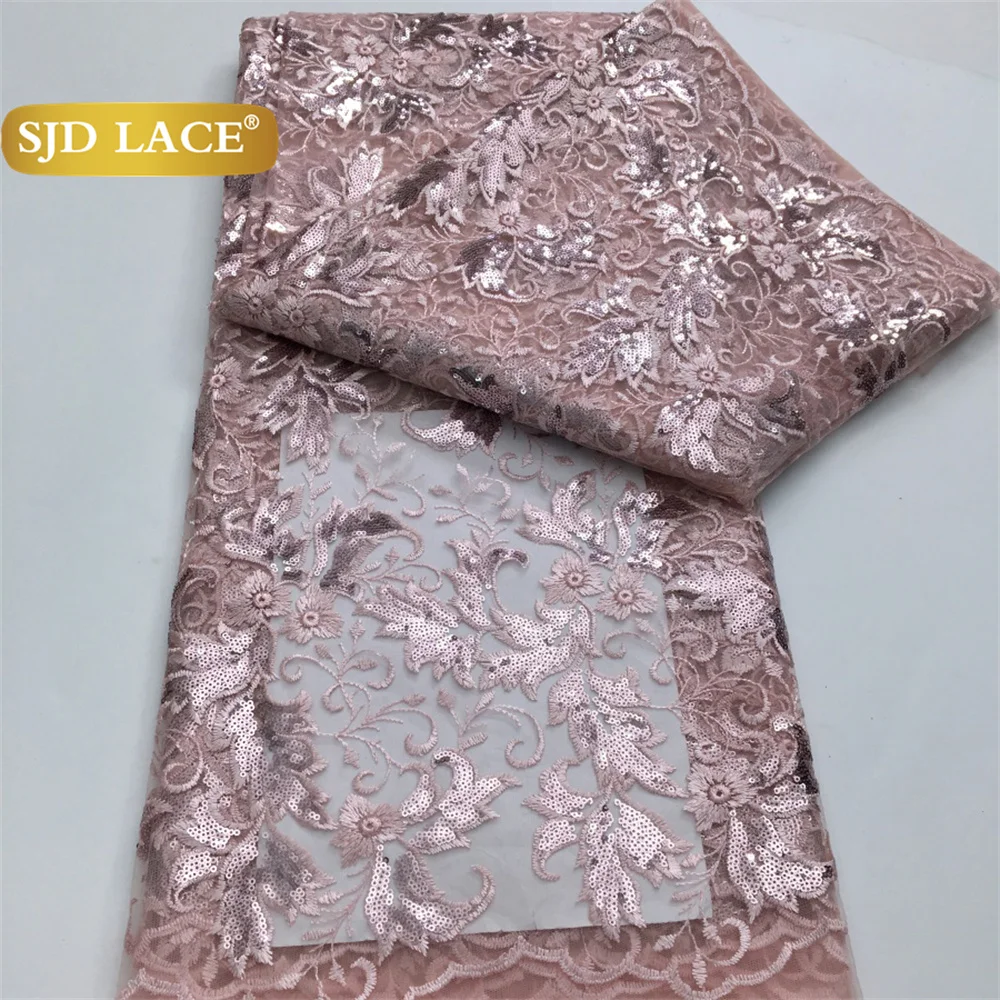

SJD Lace French Mesh Sequins Lace Fabric 2025 High Quality Nigerian African Tulle Net Lace For Sewing Women Evening Dresses 4228