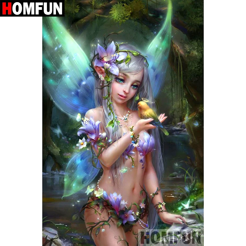 HOMFUN 3D Diamond Painting "Butterfly elf" DIY Full Rhinestones Drill Cross-stitch Kits Square Round Diamond Embroidery A08340