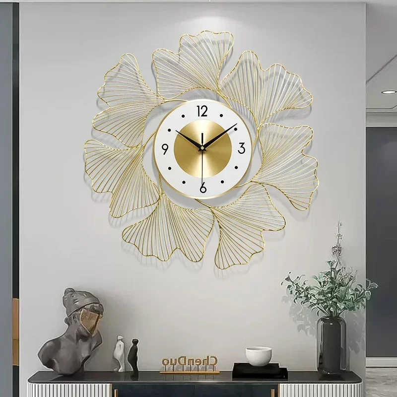 3d Silent Wall Clock Golden Living Room Luxury Metal Art Wall Watch Quartz Mechanism Bathroom Reloj Pared  on sale