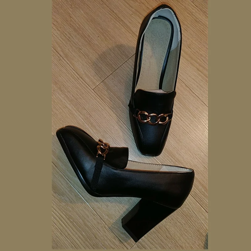 Elegant High Heels Women Pumps Shoes Spring Brand Black White Heeled Party Office Shoes Luxury Chain Casual Dress Pumps Big Size
