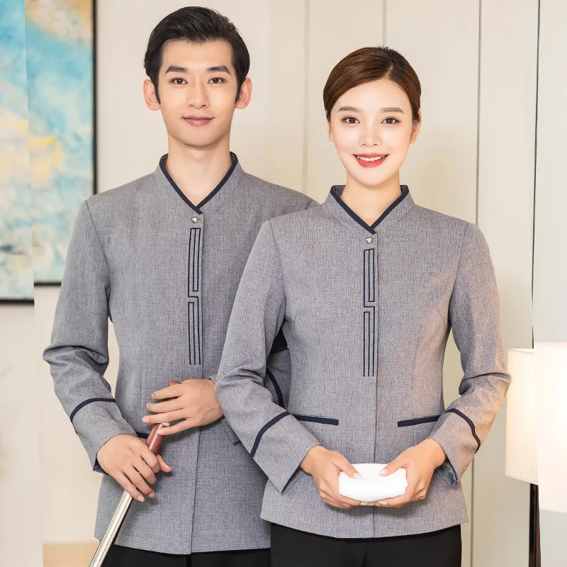 

Cleaning Service Long Sleeve Autumn Winter Hotel Guest Room Cleaner Work Uniform Top Property Auntie Workwear Uniform