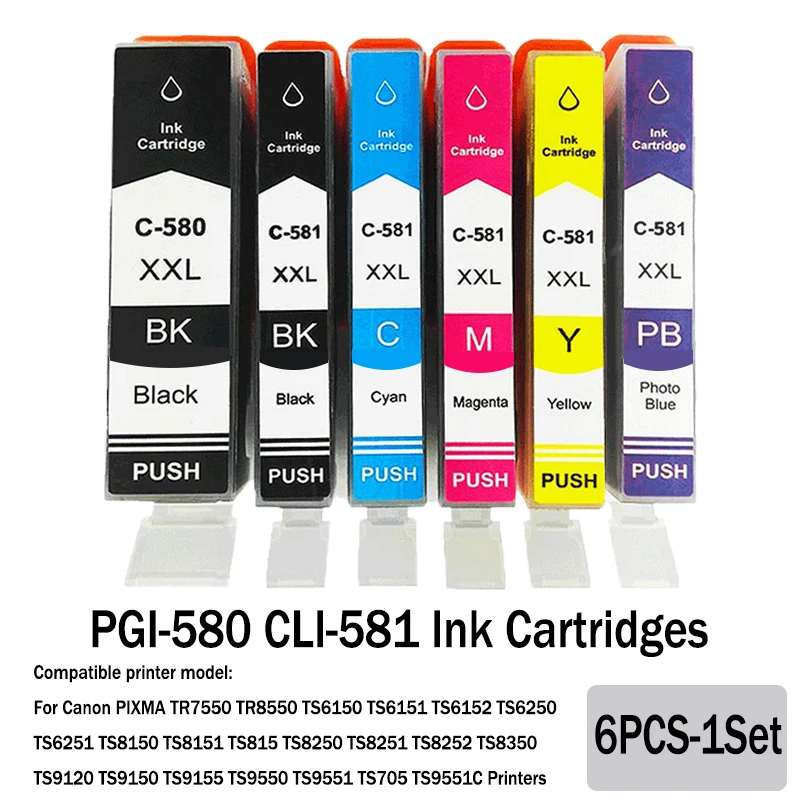Cartuchos de tinta PGI 580 CLI 581 Cartuchos Premium compatíveis com Canon PIXMA TS705 TR7550 TR8550 TS6150 TS8150