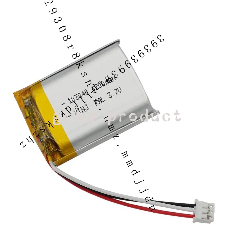 3.7v 1200mah 4.44Wh 103040   Rechargeable Li Lipo Battery JST 3Pin 2.0mm Connector