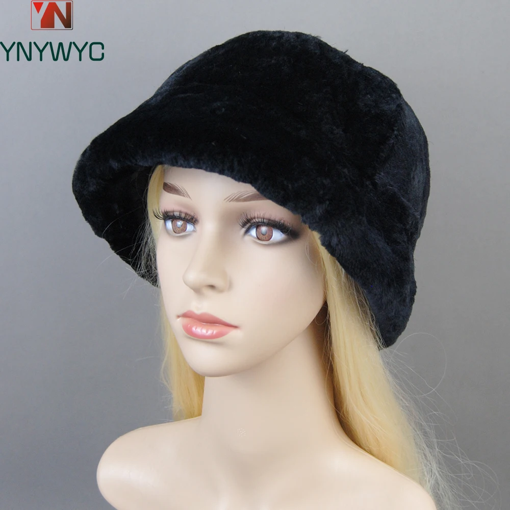 

Winter Russian Outdoor Fur Bomber Hats Luxury Women Natural Real Rex Rabbit Fur Hats Beanies Lady Warm Knitted Genuine Fur Caps