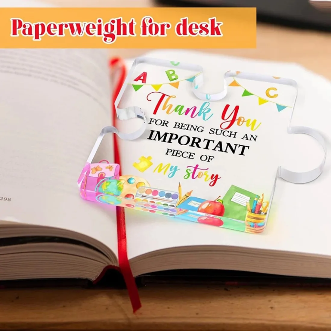 Puzzle Design Clear Acrylic Plaque, Creative Graduation Gift for Teachers, Thank You Educator Keepsake