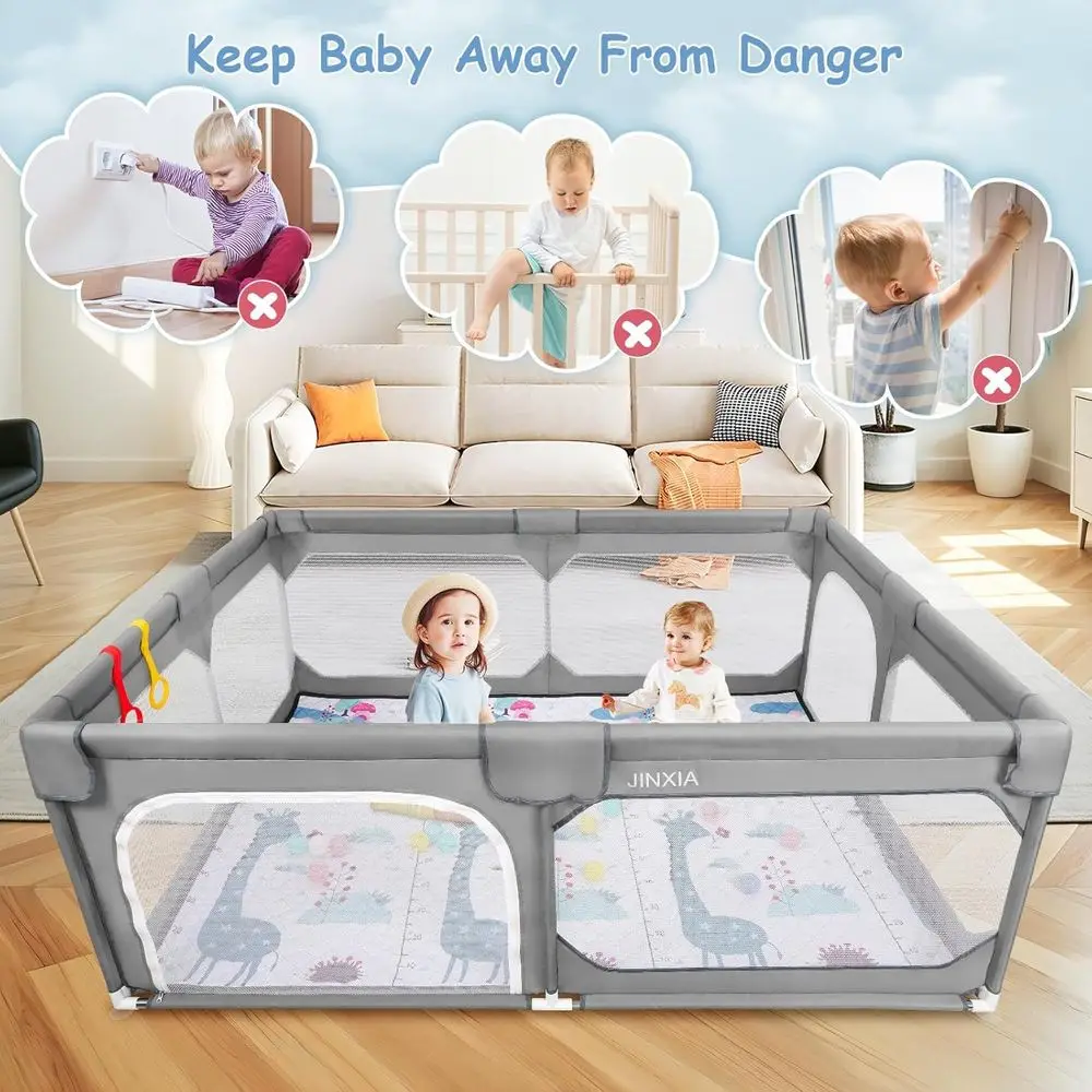 Parc en maille respirante 50x50 pour bébés, coffre-fort pour tout-petits, intérieur/extérieur, gris
