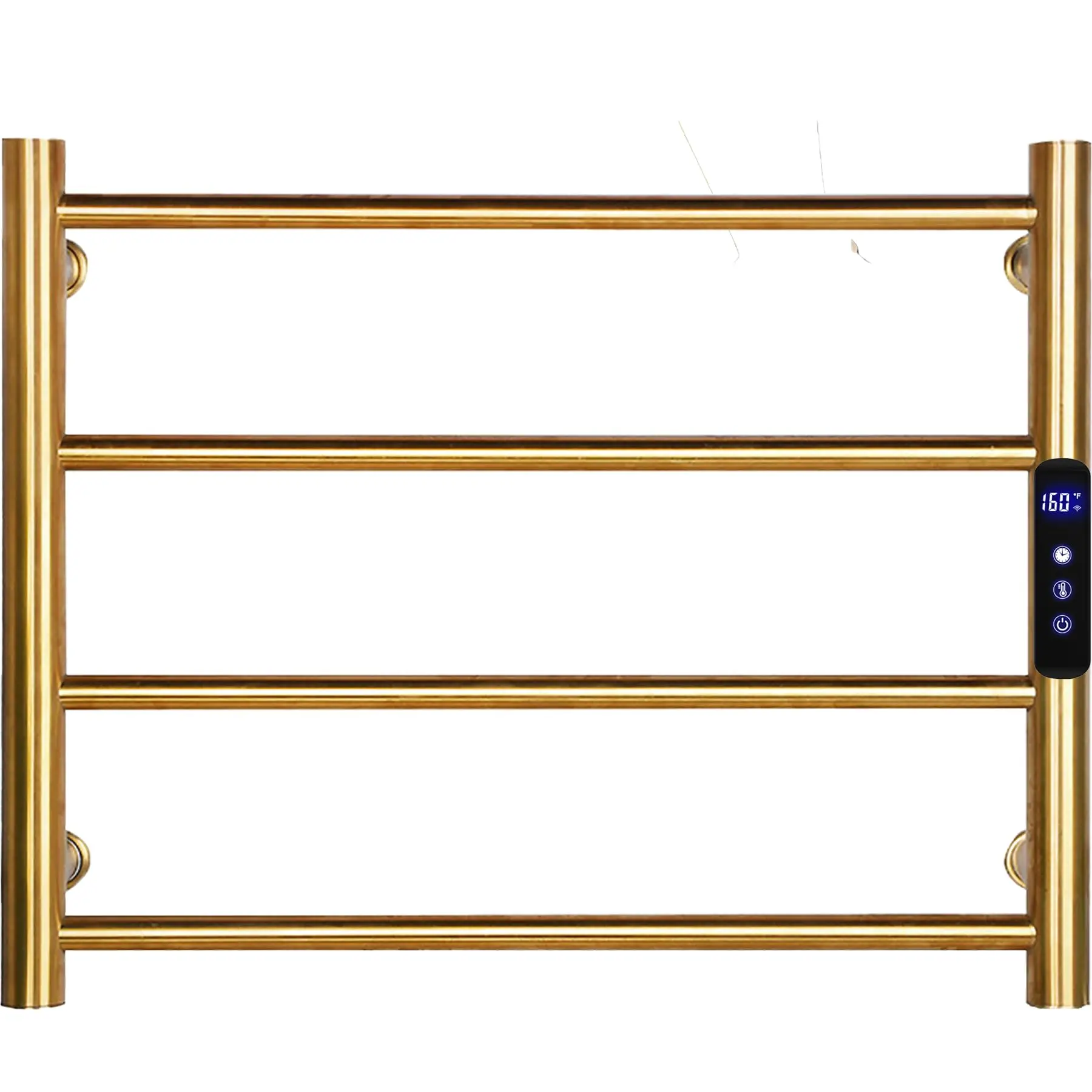 

Golden Heating Towel Rack with 4 Bars - Bathroom Wall-mounted Electric Towel Dryer with Timer and Temperature Control